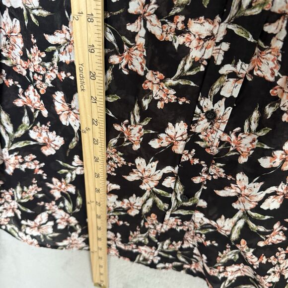 Lauren Ralph Lauren Top Plus 2X Semi Sheer  Sleeves Dark Floral Collared Bloom - Picture 7 of 10